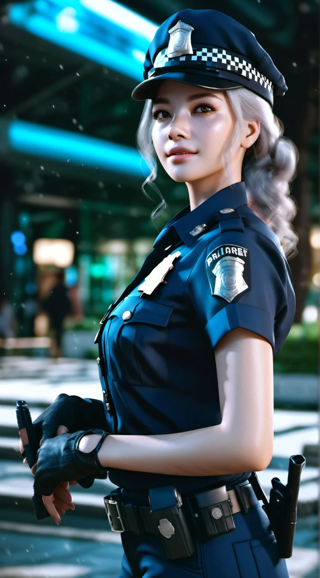 ai character: police girl background
