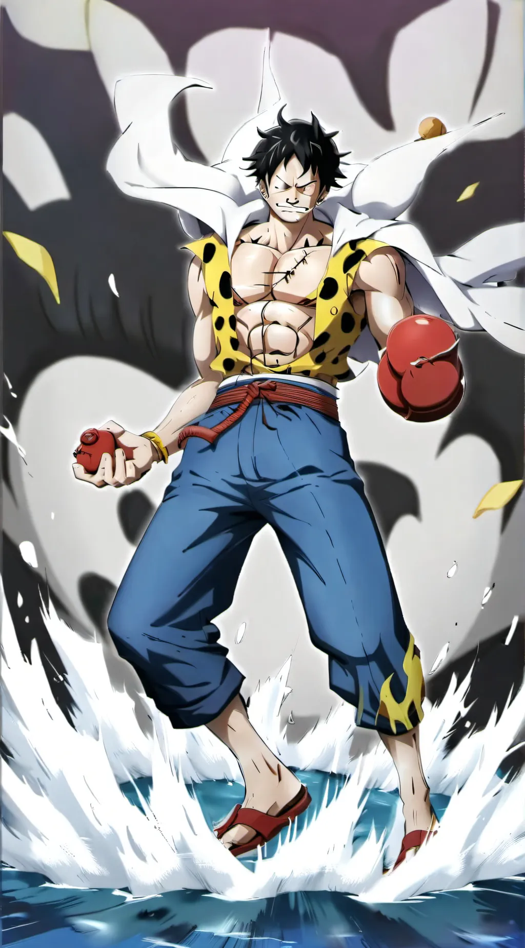 ai character: Sun god nika luffy background