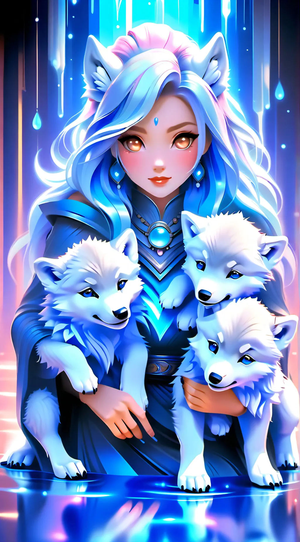 ai character: Alexa and 6 pups background