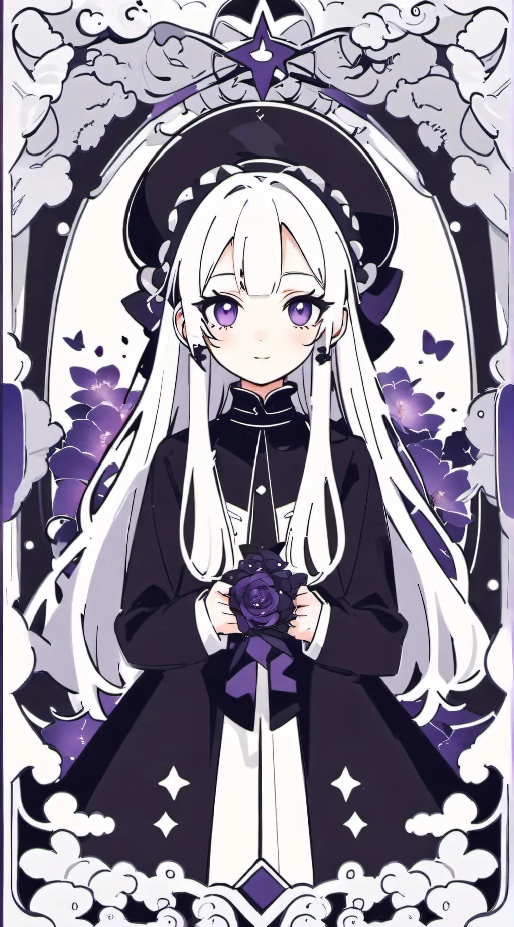 ai character: lavendar background