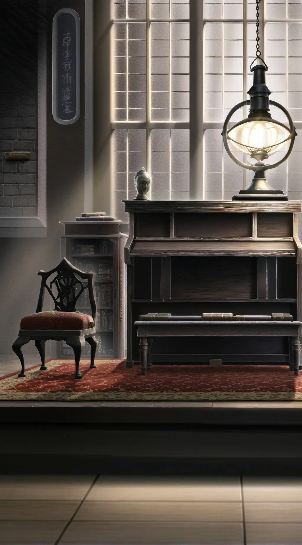 ai character: haunted store background