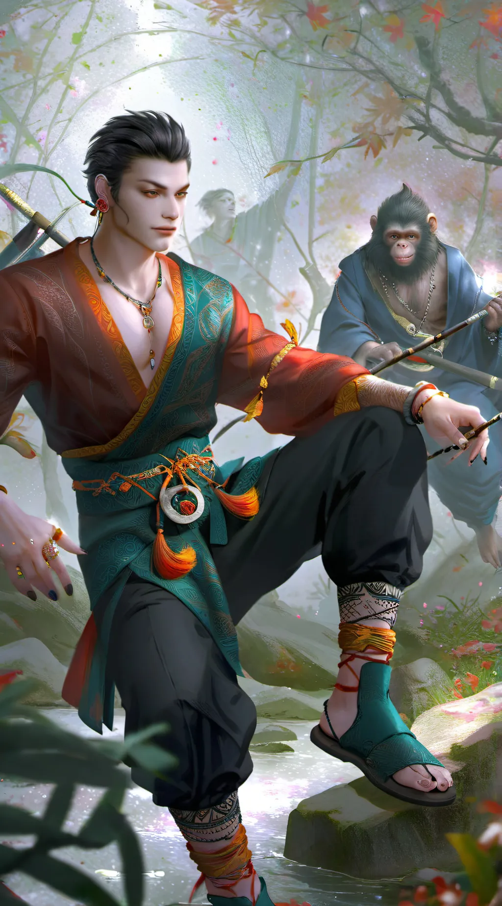 ai character: triangle vs monkey background