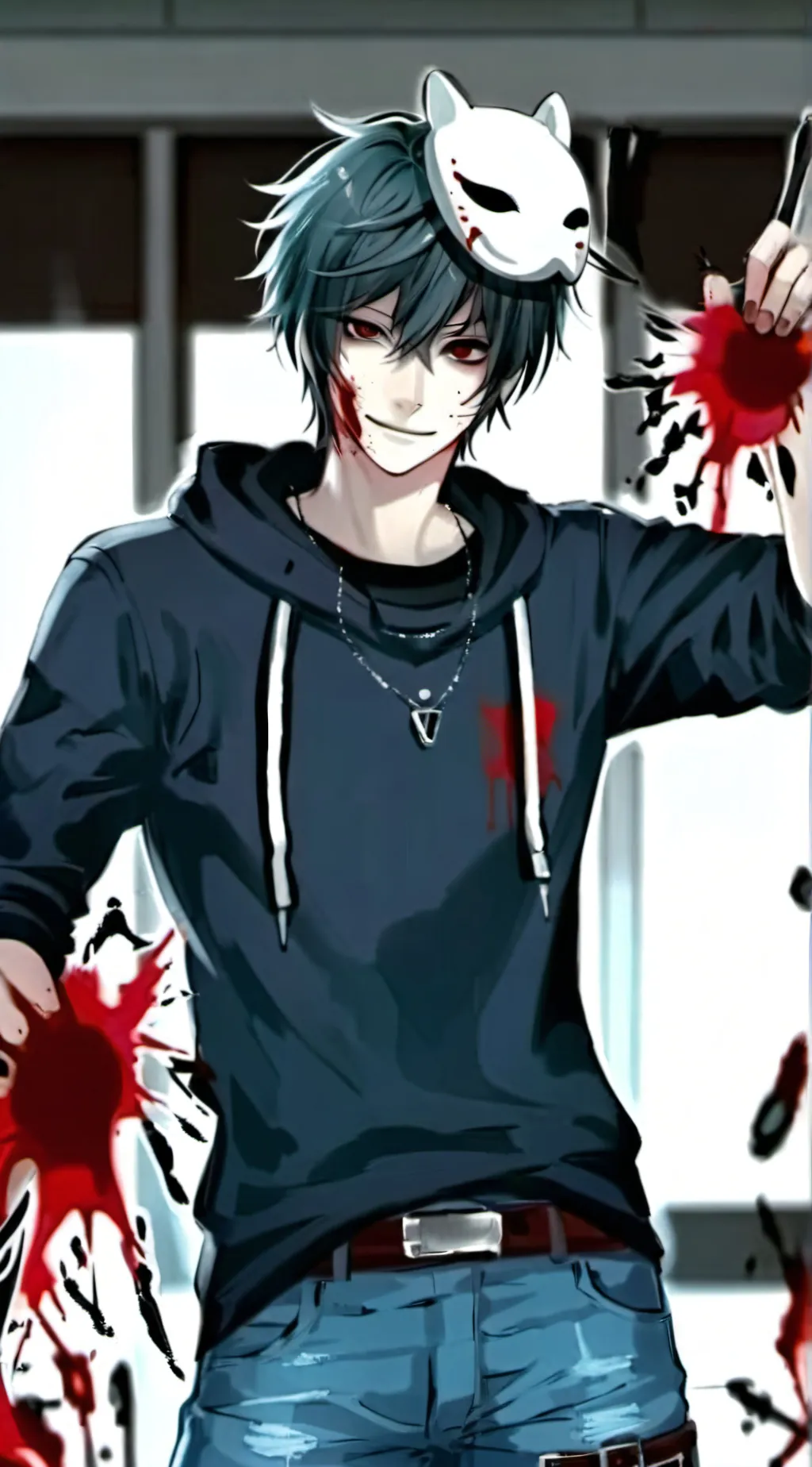 ai character:  bloody painter background