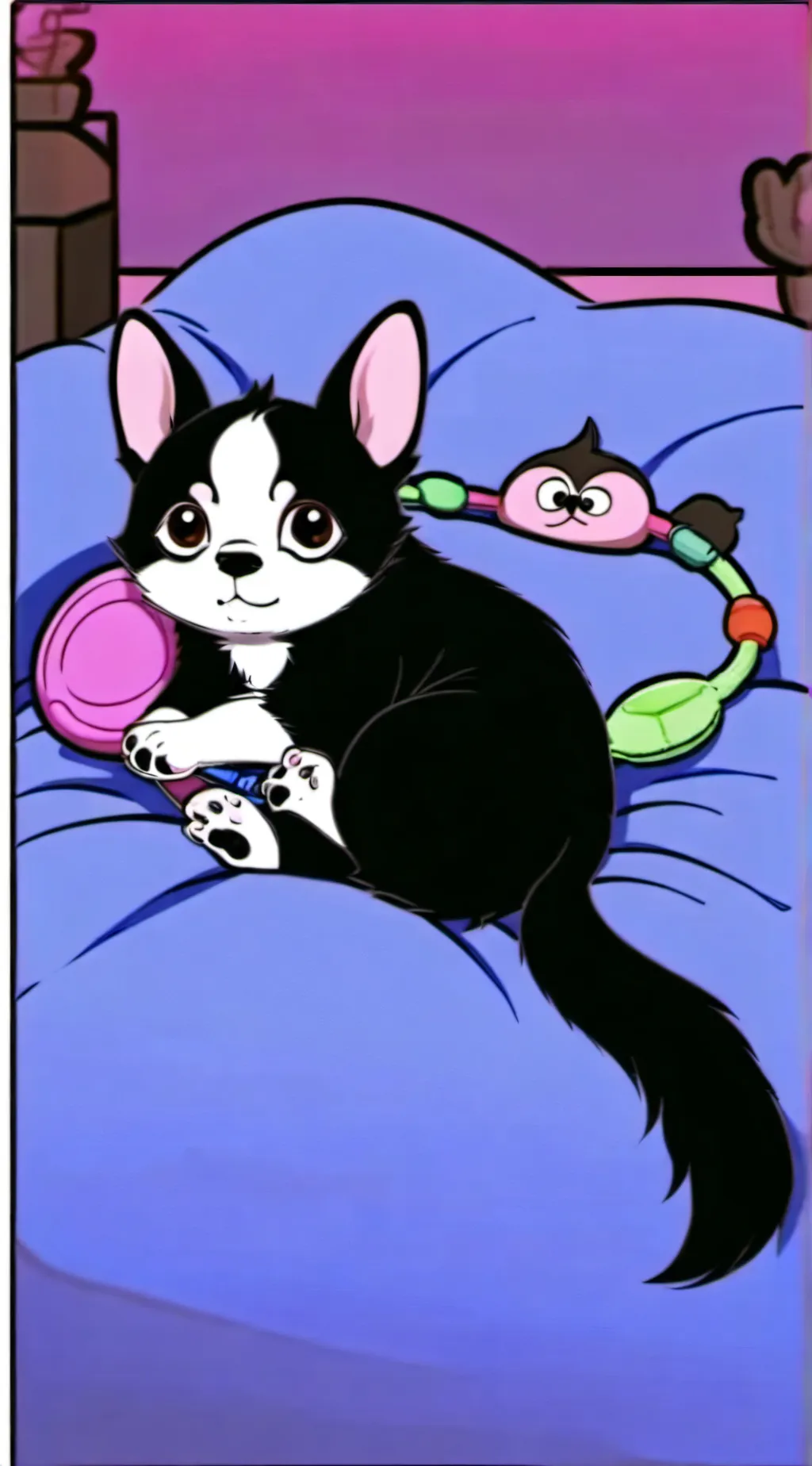 ai character: baby dog day background