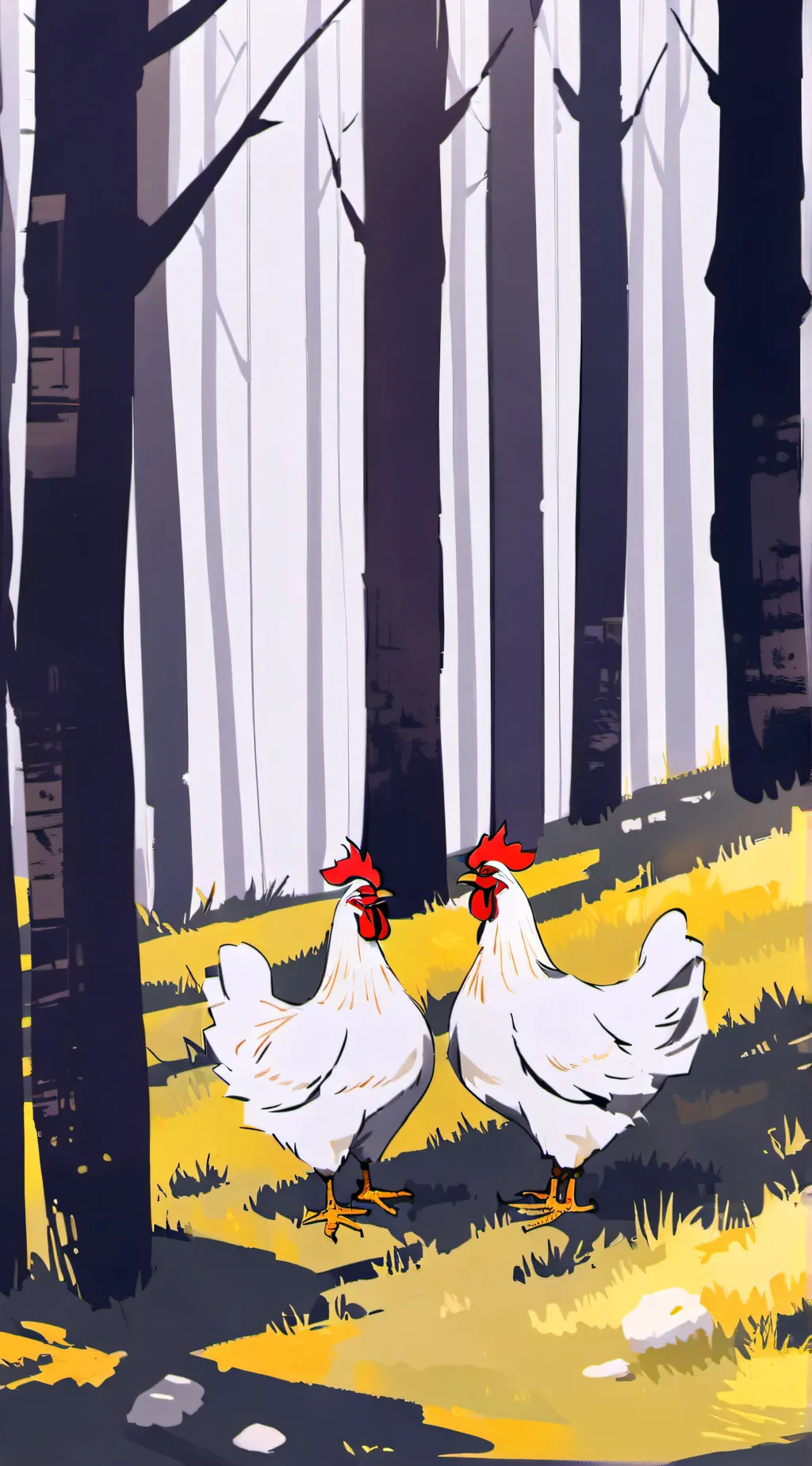 ai character: two chickens  background