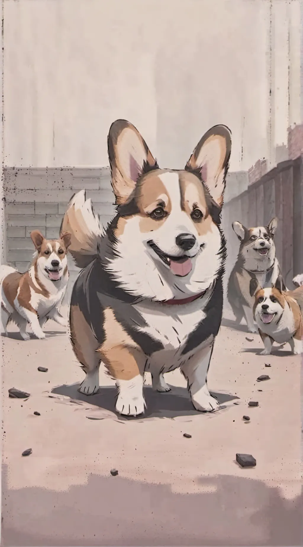 ai character: dog pound background