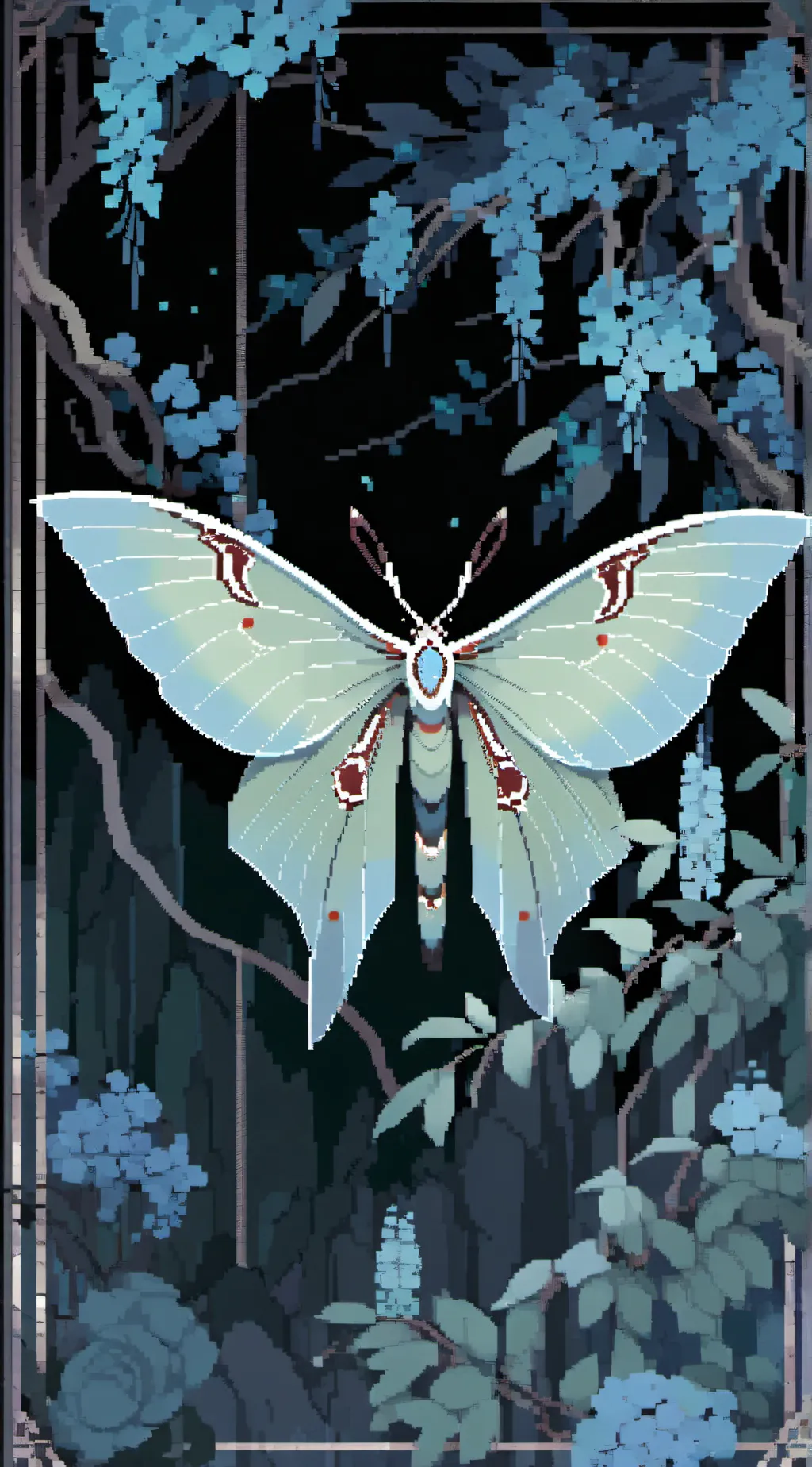 ai character: Chinese moon moth background