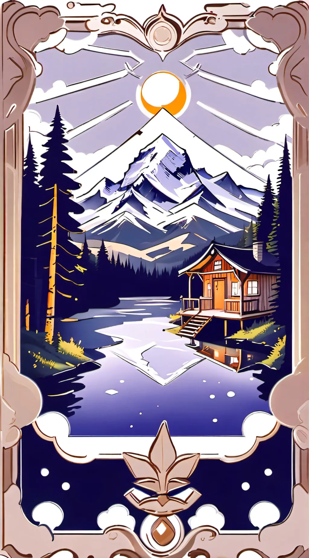 ai character: cabin life background
