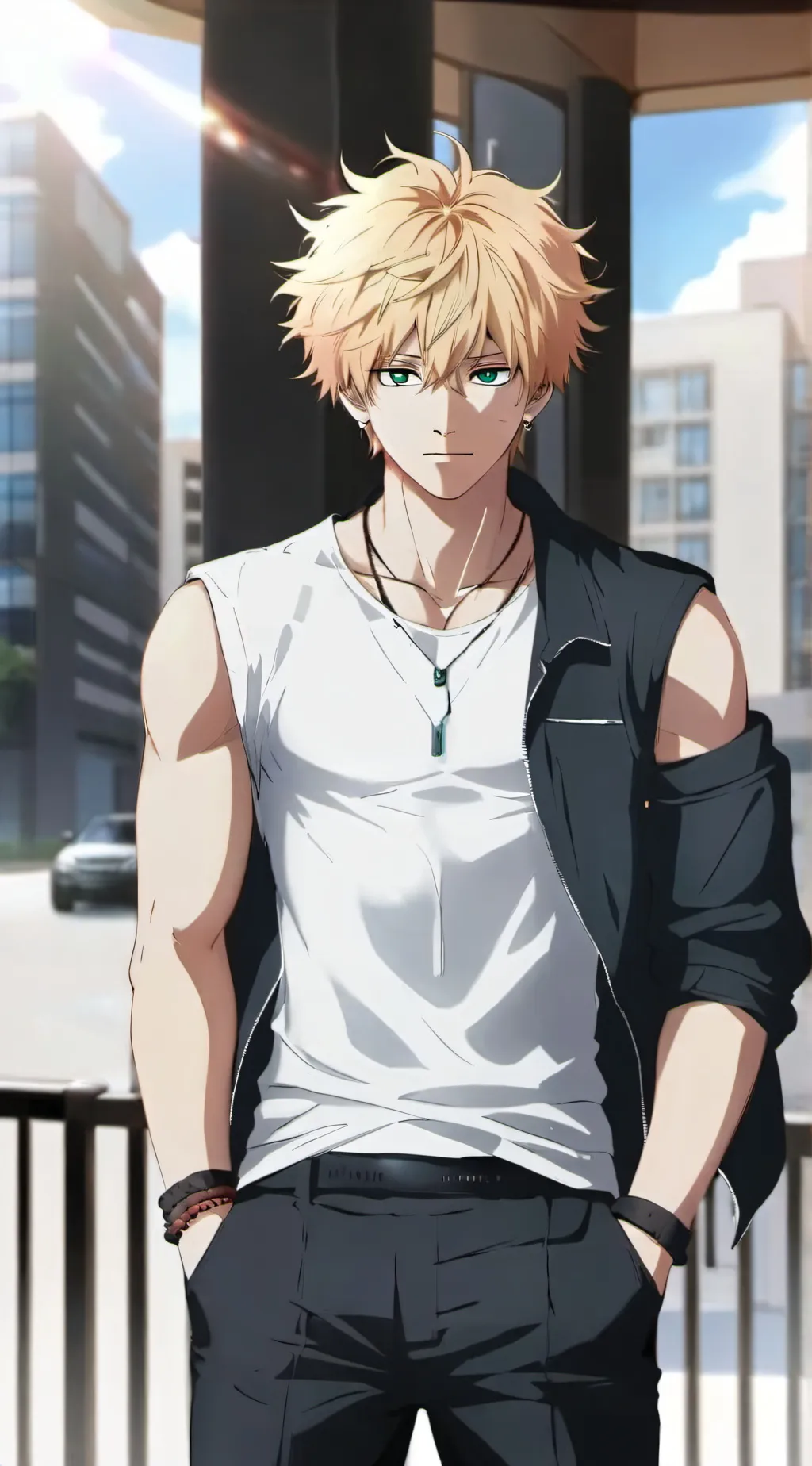ai character: Katsuki Bakugo. background