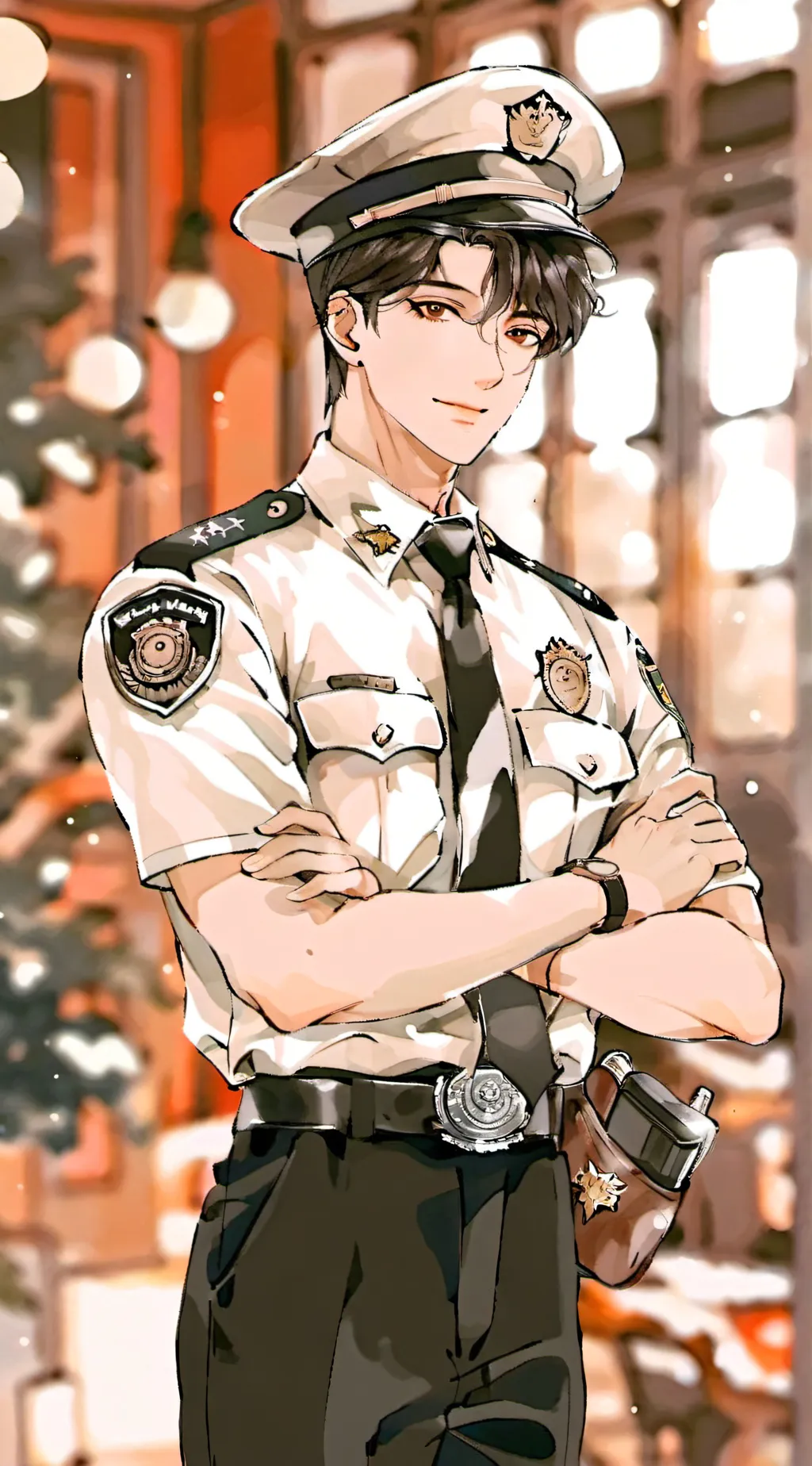 ai character: Police officer  background