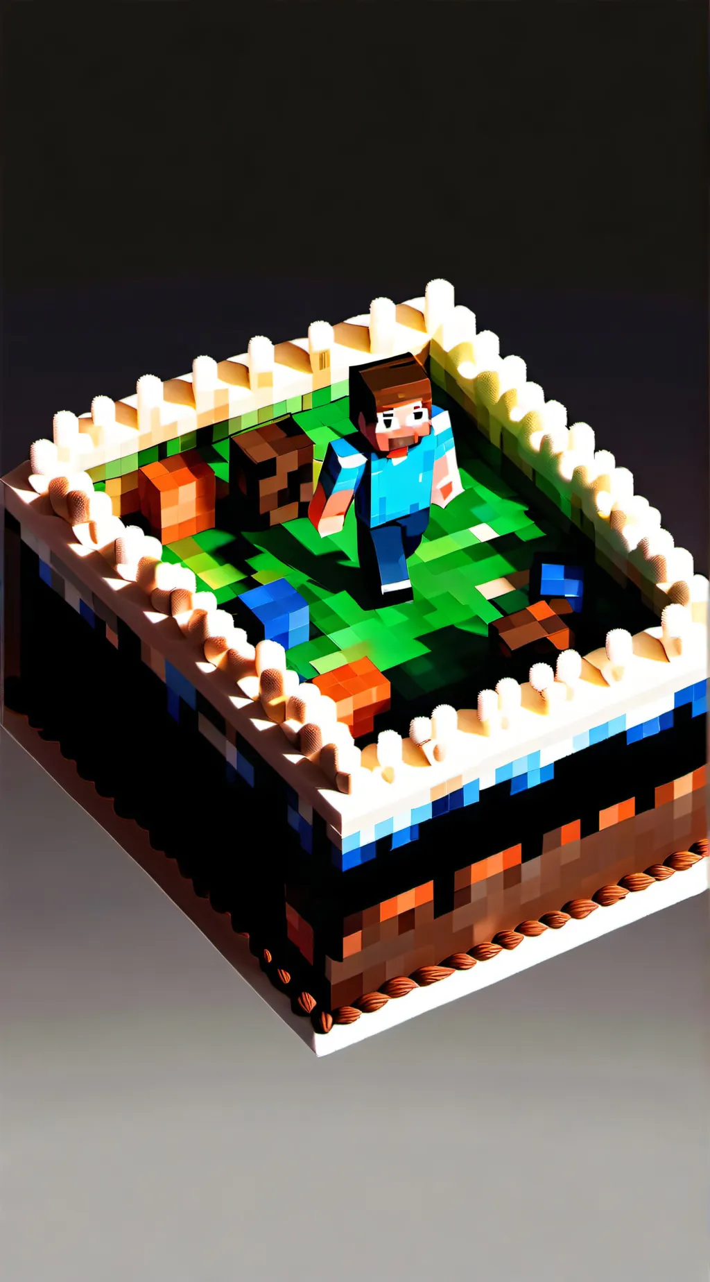 ai character: Minecraft Cake background