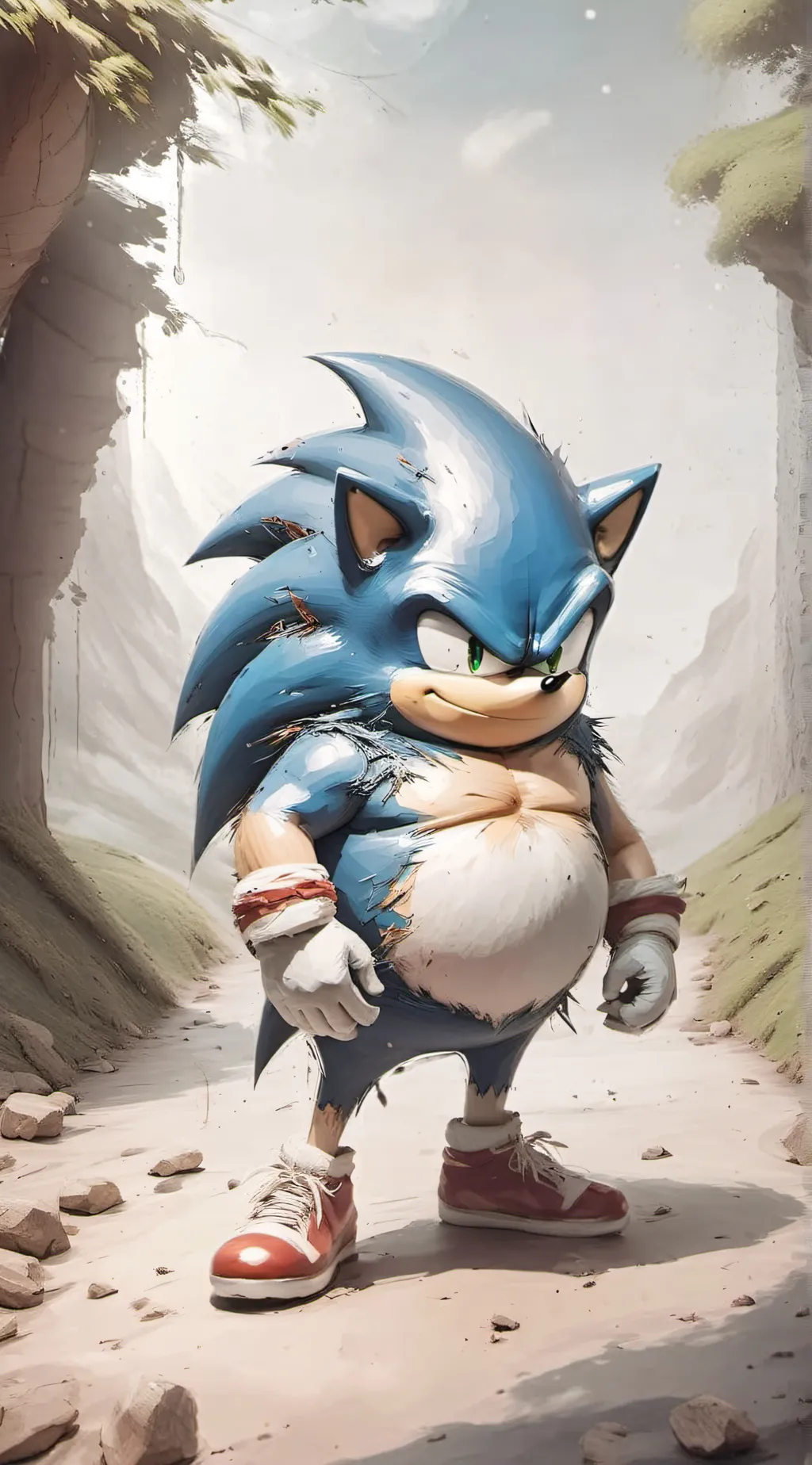ai character: Fat sonic background