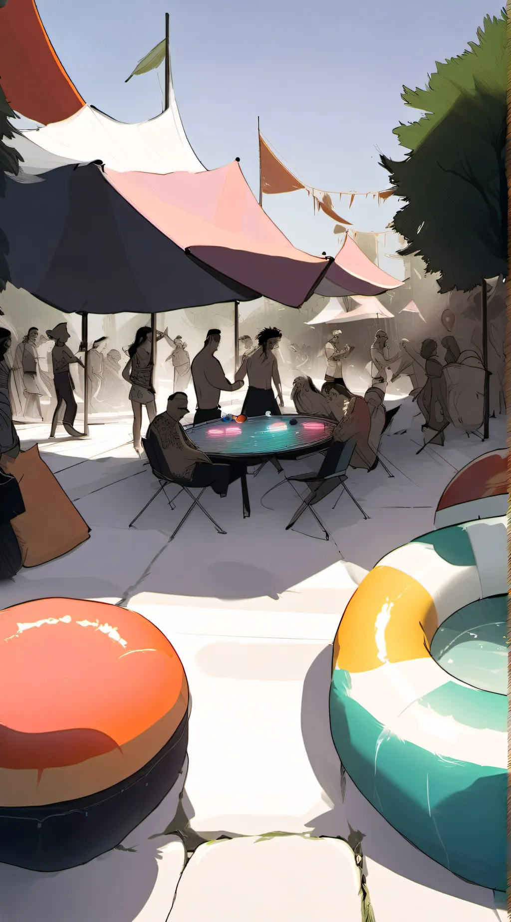 ai character: pool party background