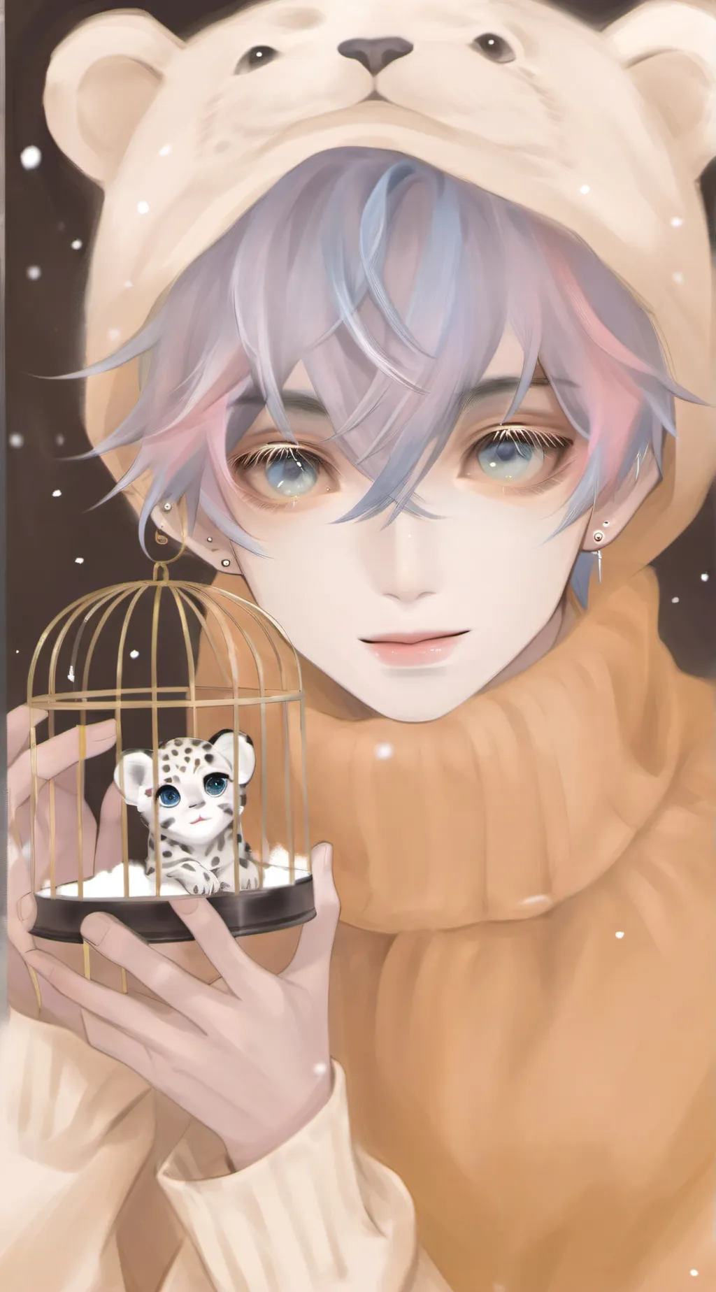 ai character: Doe frostflake background