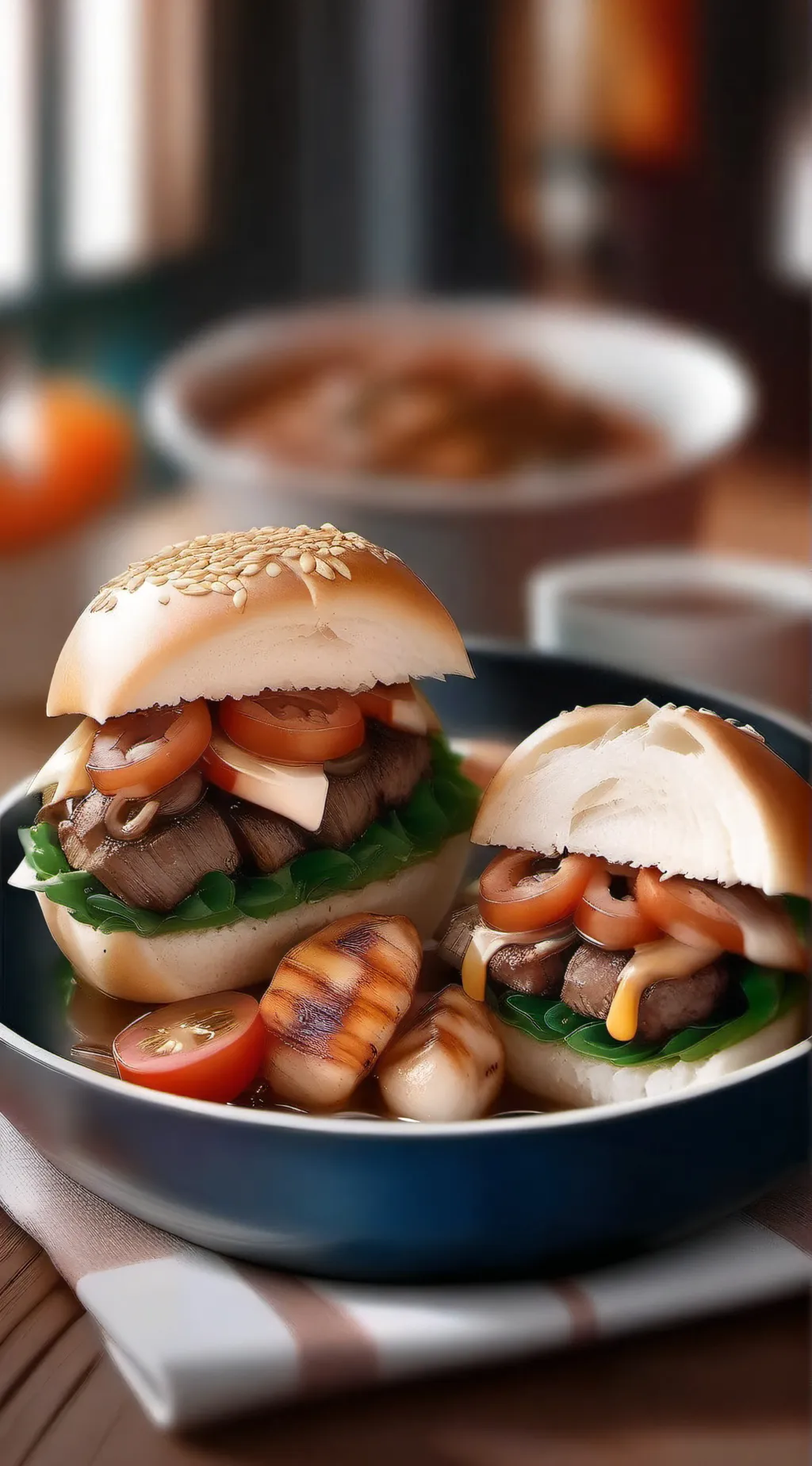 ai character: cheese burger background