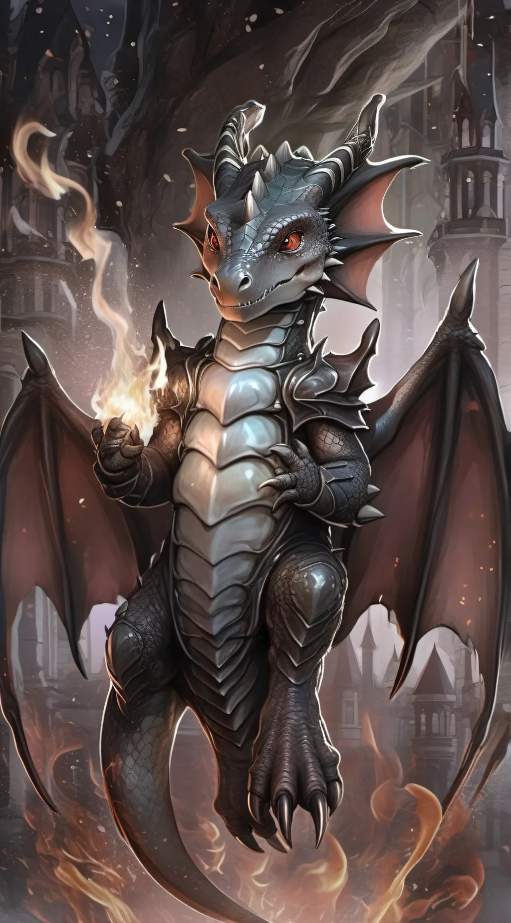 ai character: fire dragon baby background