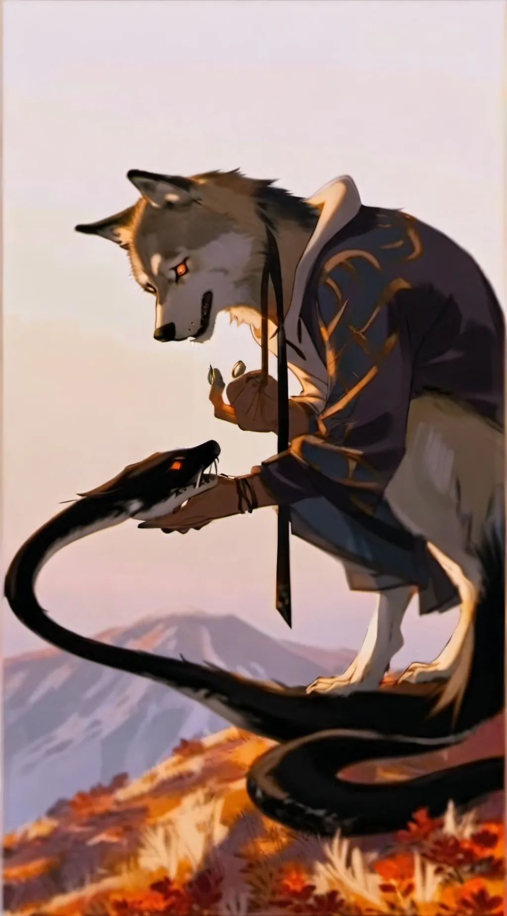 ai character: Mr wolf x Mr snake background