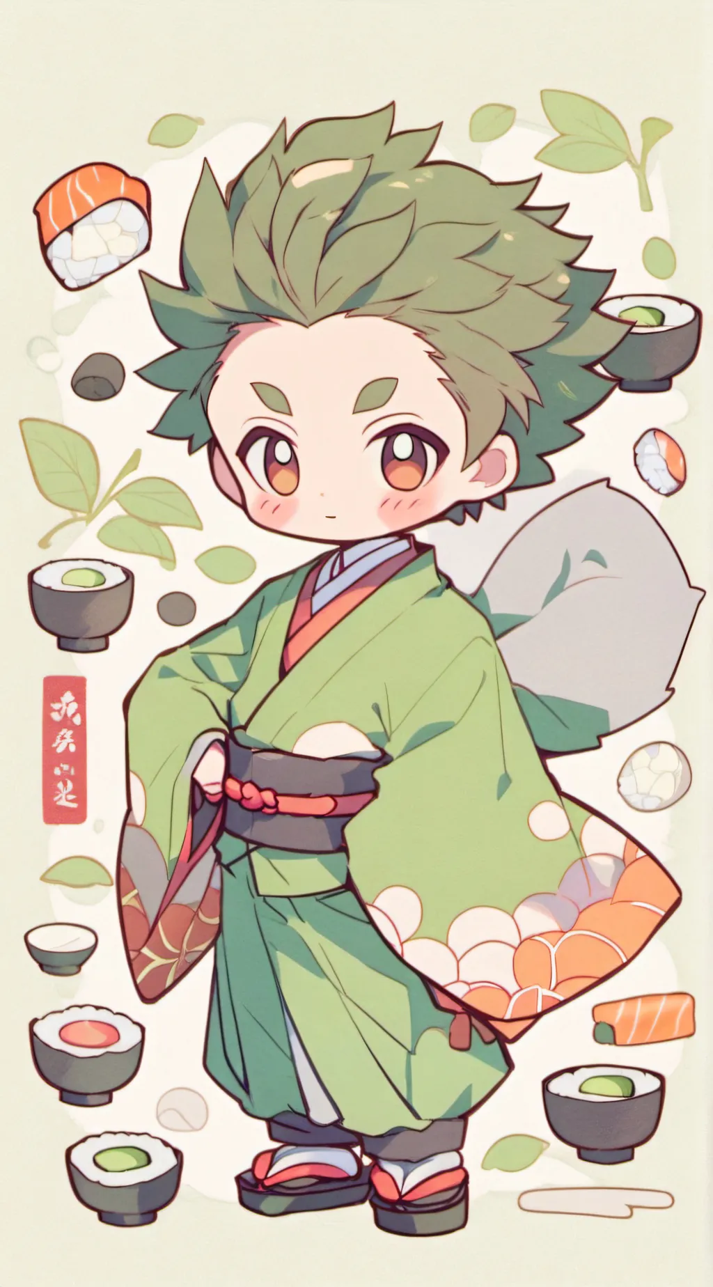 ai character: sushi man background