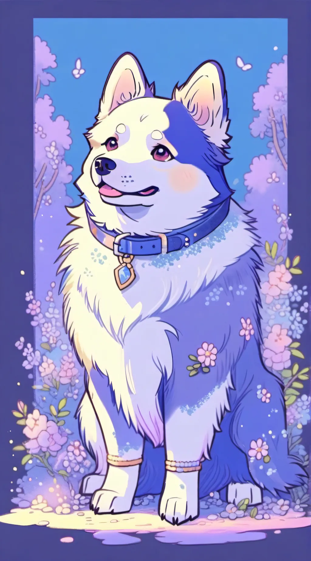 ai character: dog store background