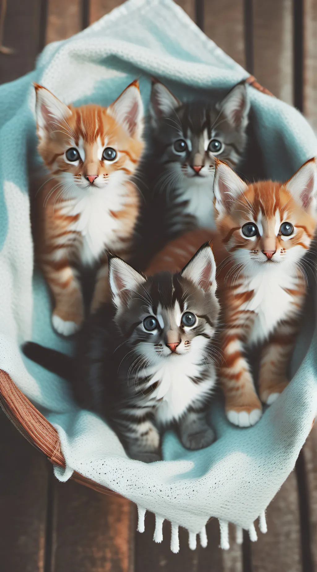 ai character: 4 baby kittens background