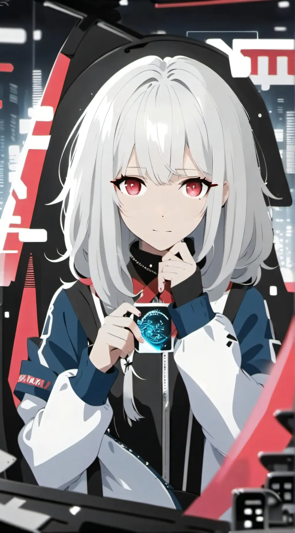 ai character: silver wolf background