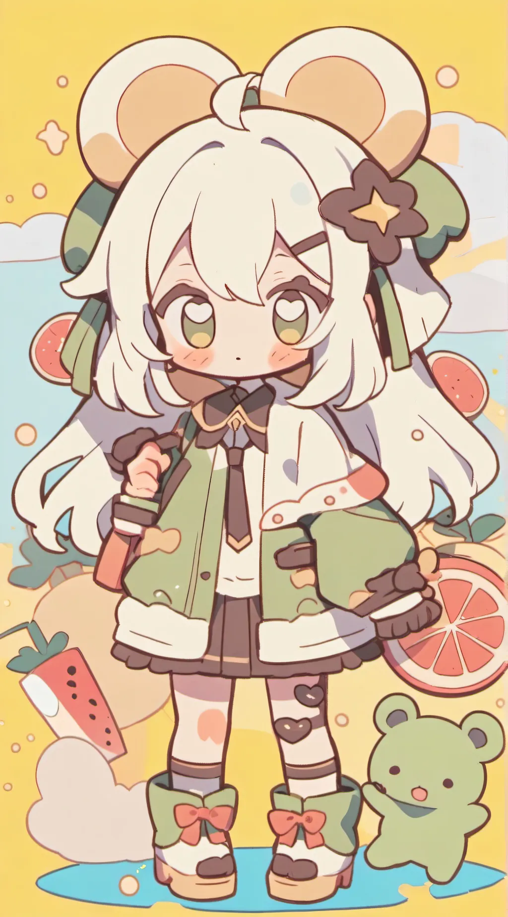 ai character: Alpha wolf/midgray background