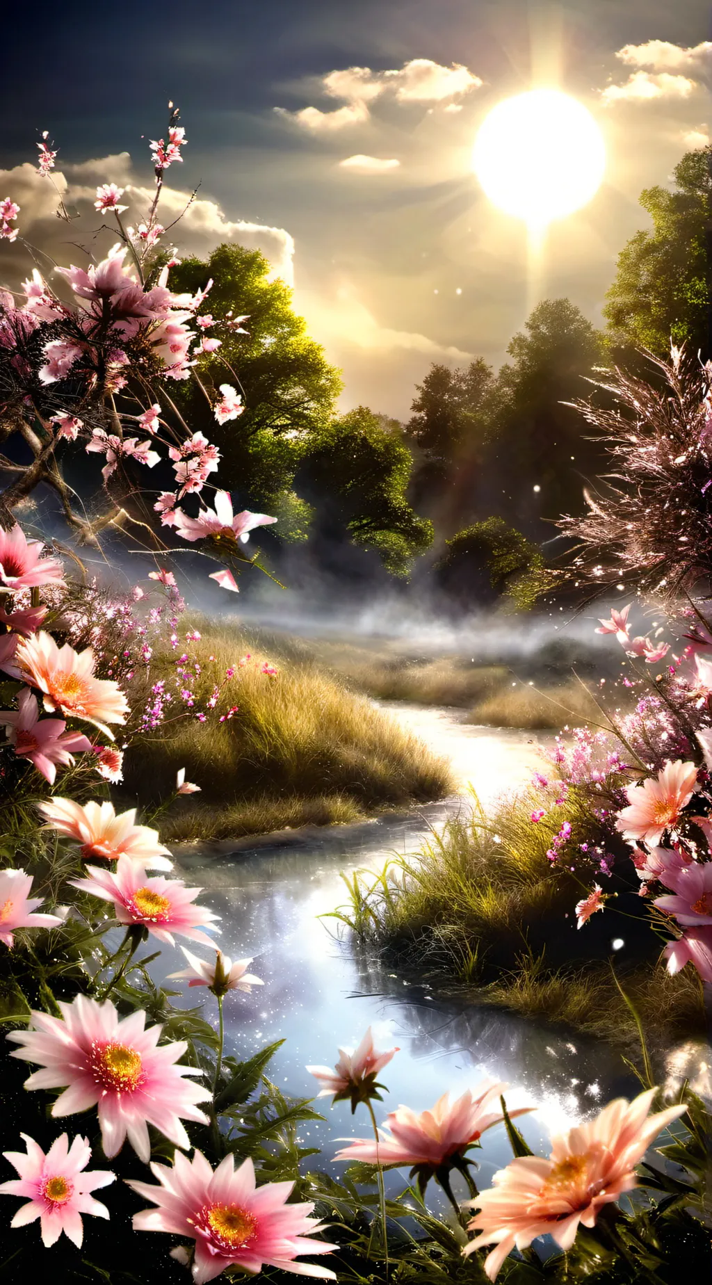 ai character: A Serene World background