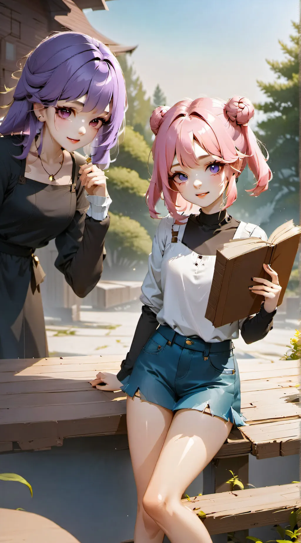 ai character: Violet and pink background