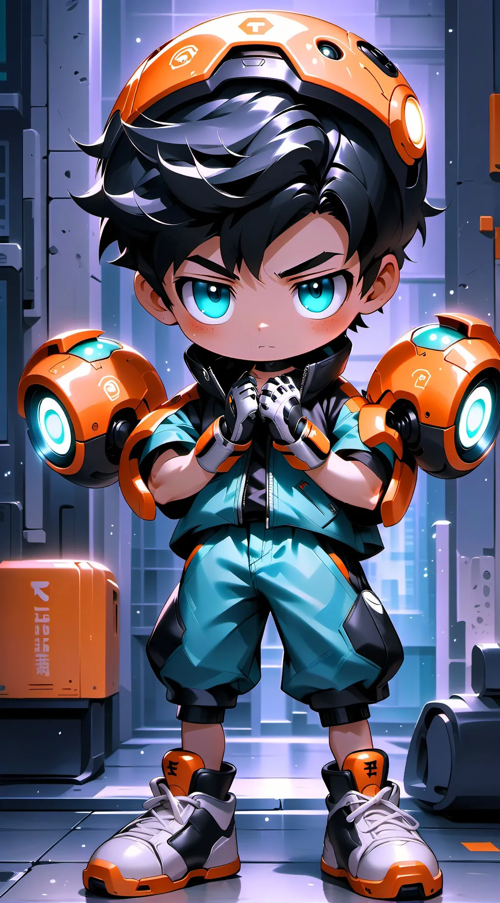 ai character: A girl in boy pris background