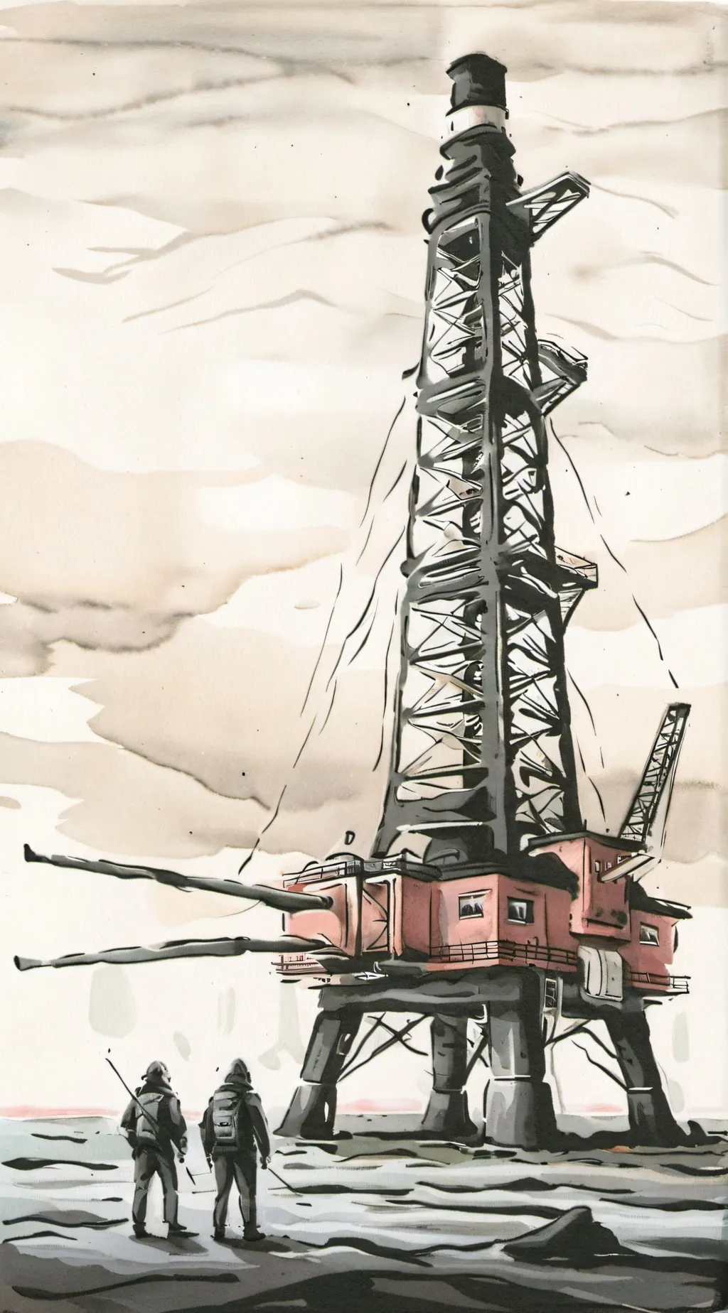 ai character: oil rig horror background