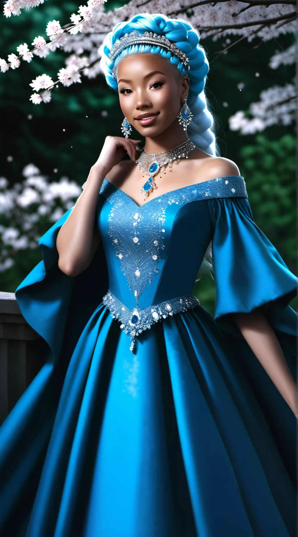 ai character: queen cinderella  background