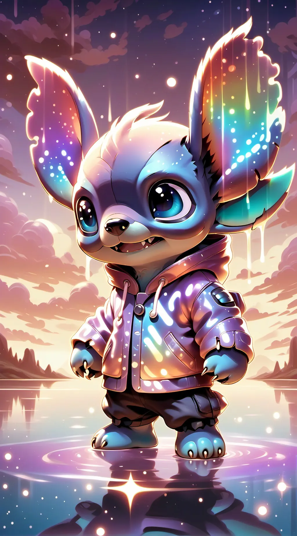 ai character: Rainbow Stitch background
