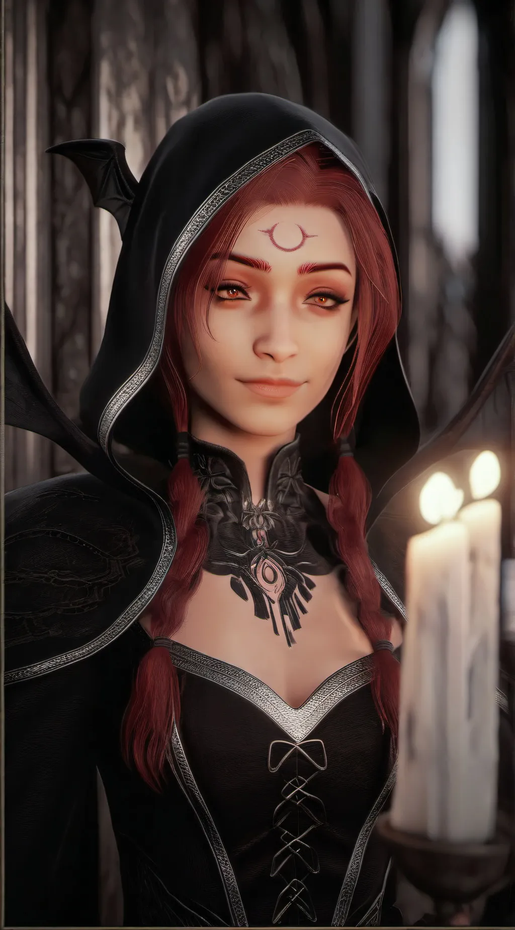 ai character: Gwen Nosferatu  background