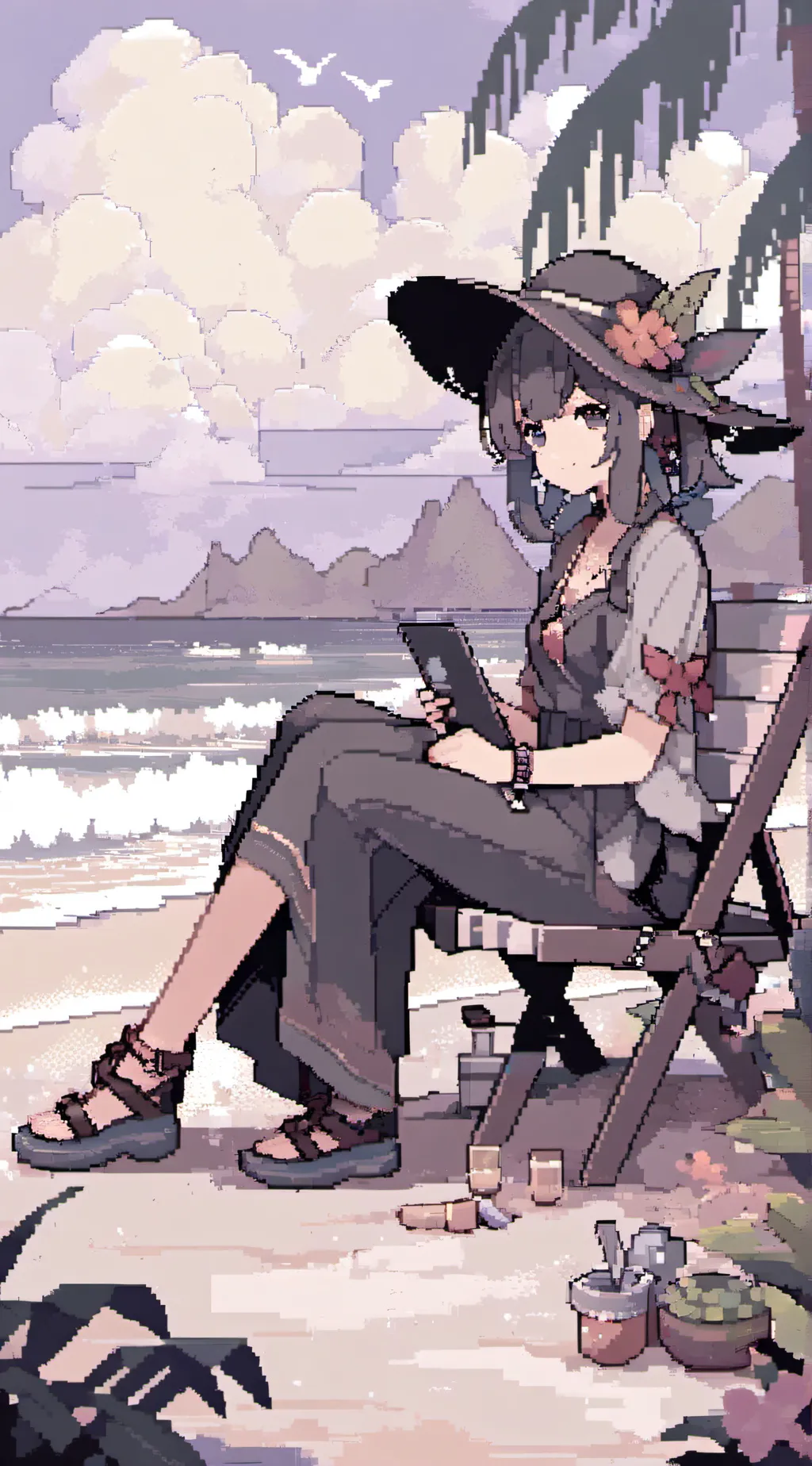 ai character: Hh beach trip! background