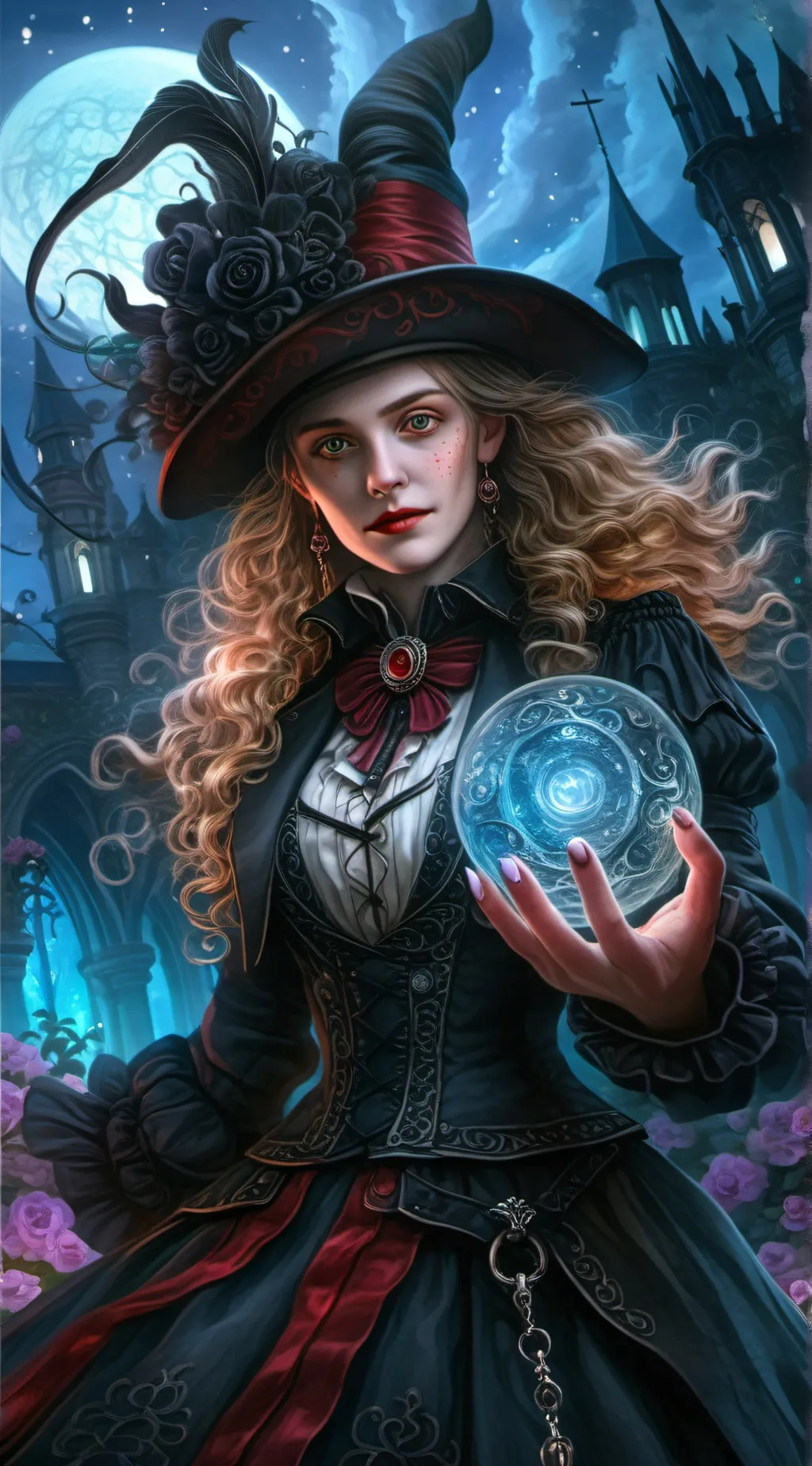 ai character: miss dark background