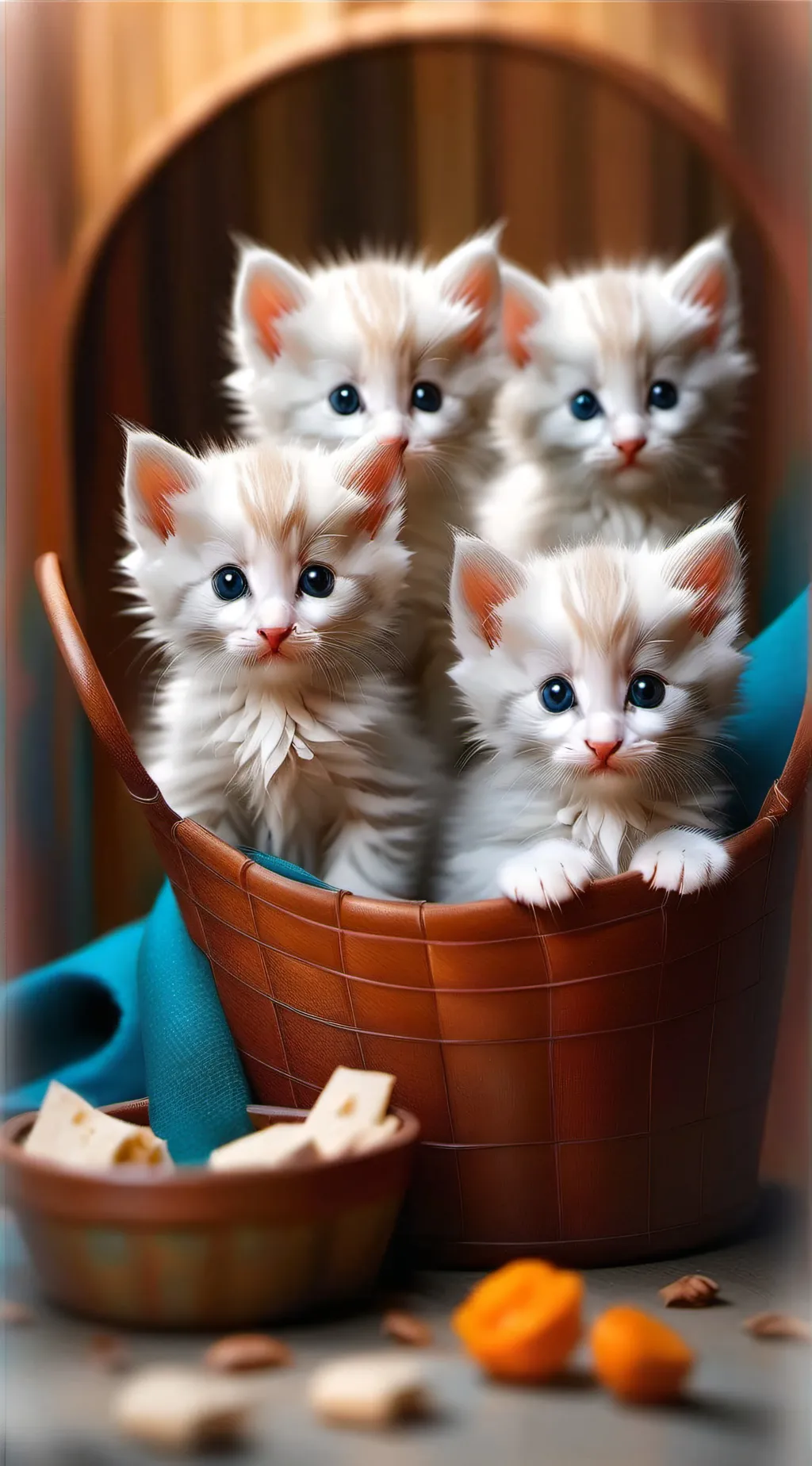 ai character: newborn kittens  background