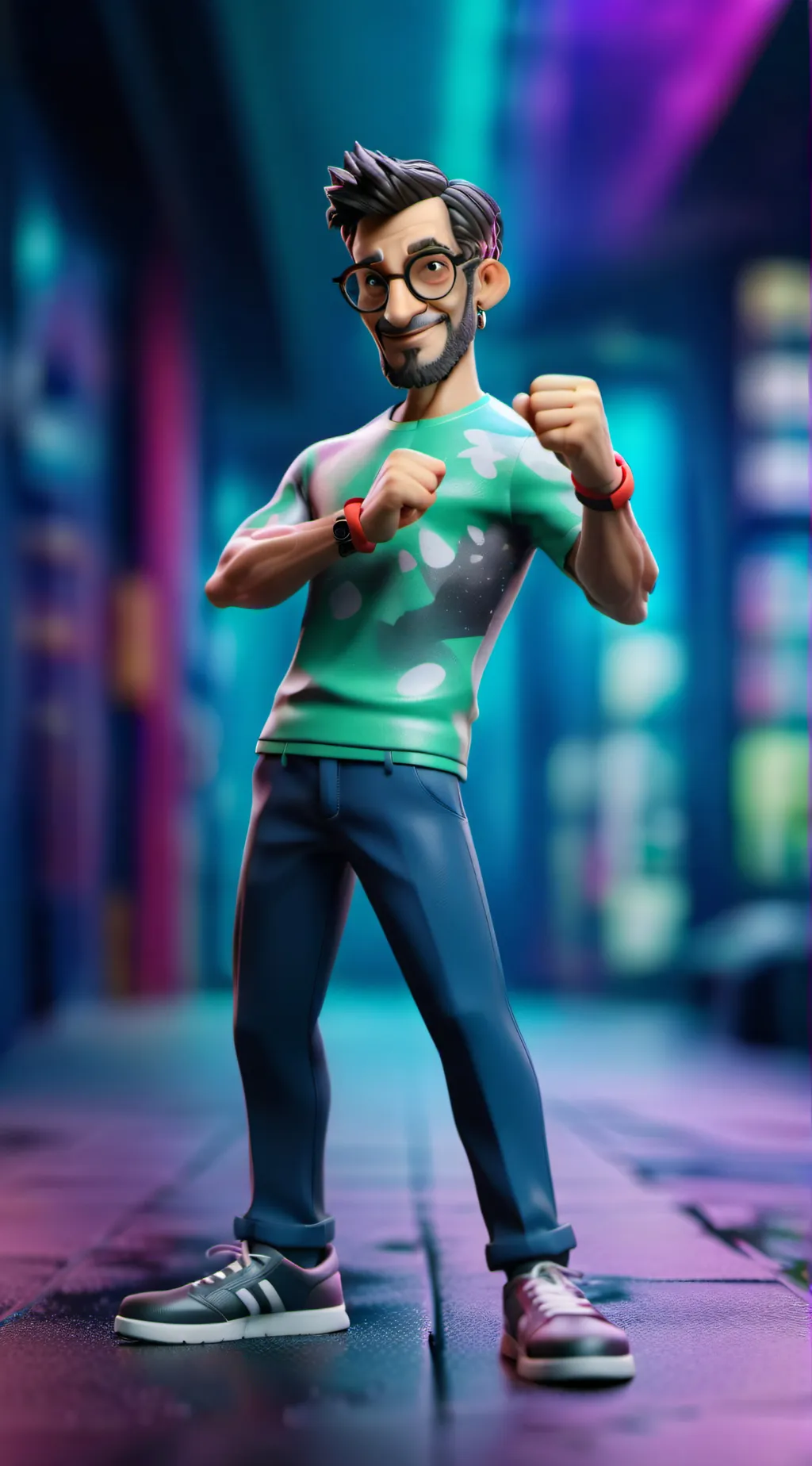 ai character: Arm Circles Man background