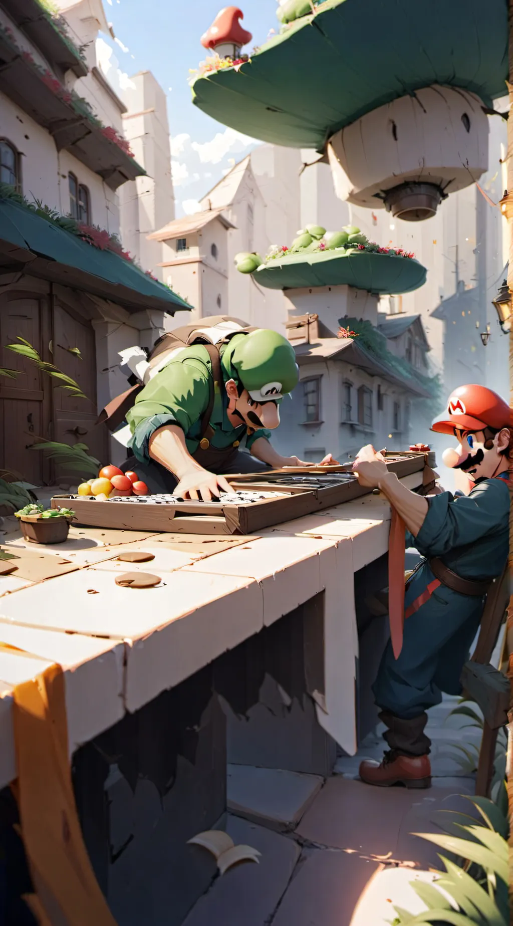 ai character: Mario and luigi background