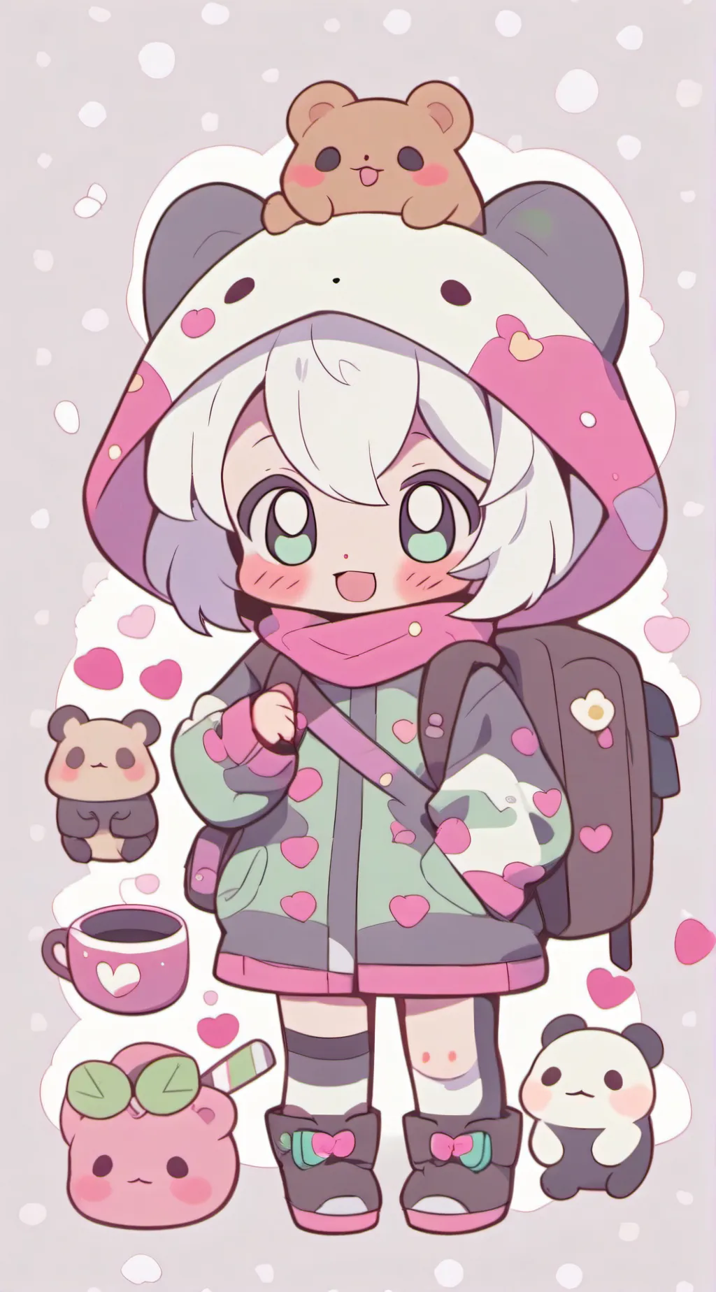 ai character: Smiling critters  background