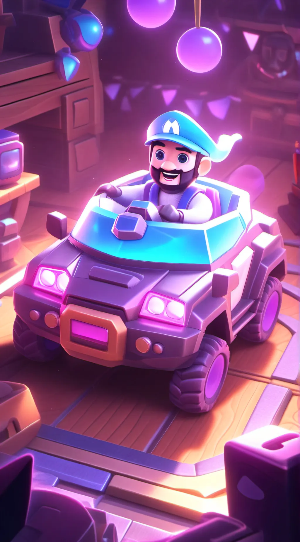 ai character: childhood toys background