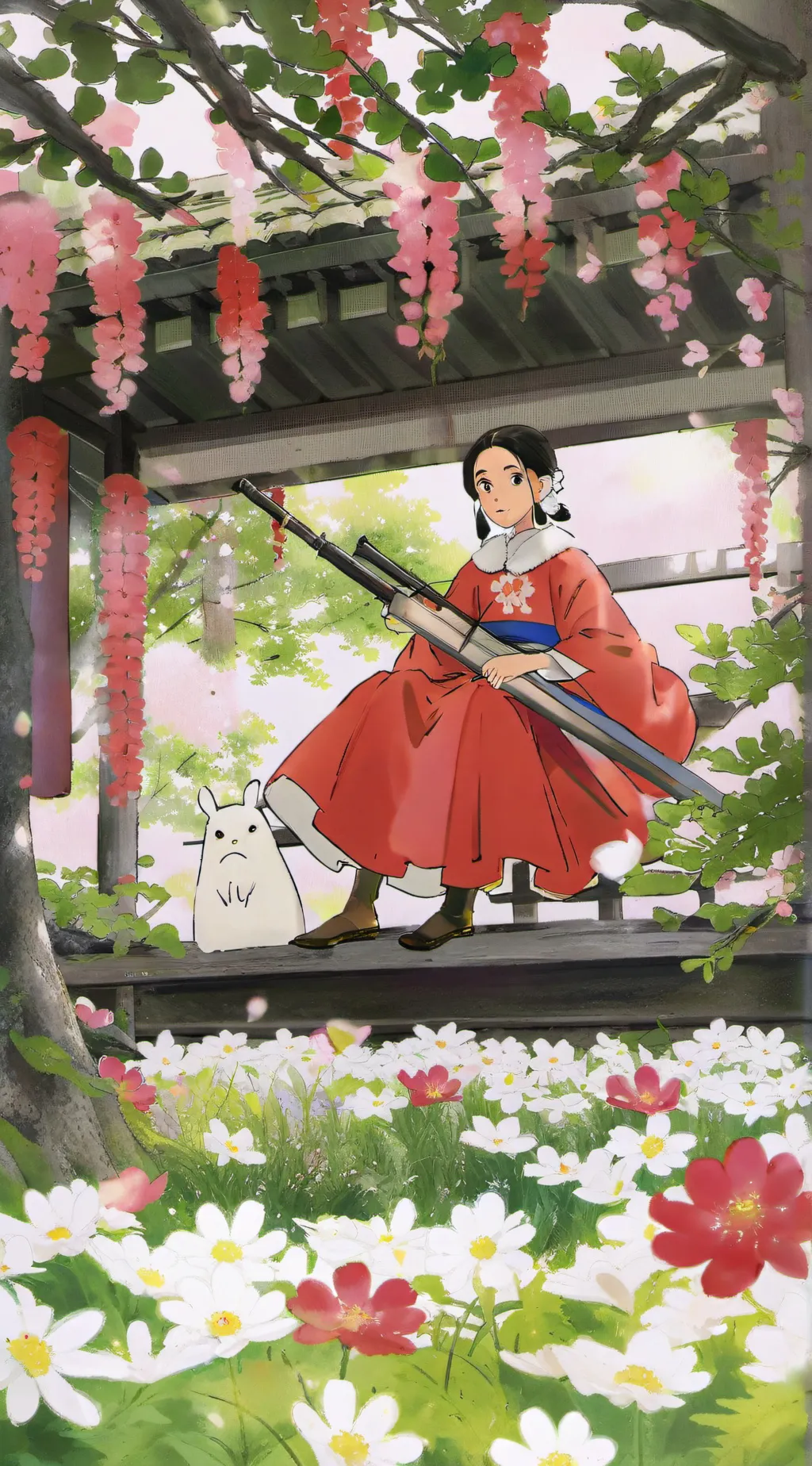 ai character: Mucha moly background