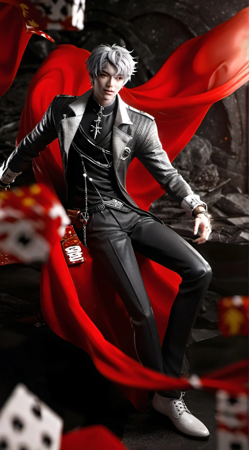 ai character: silver  background