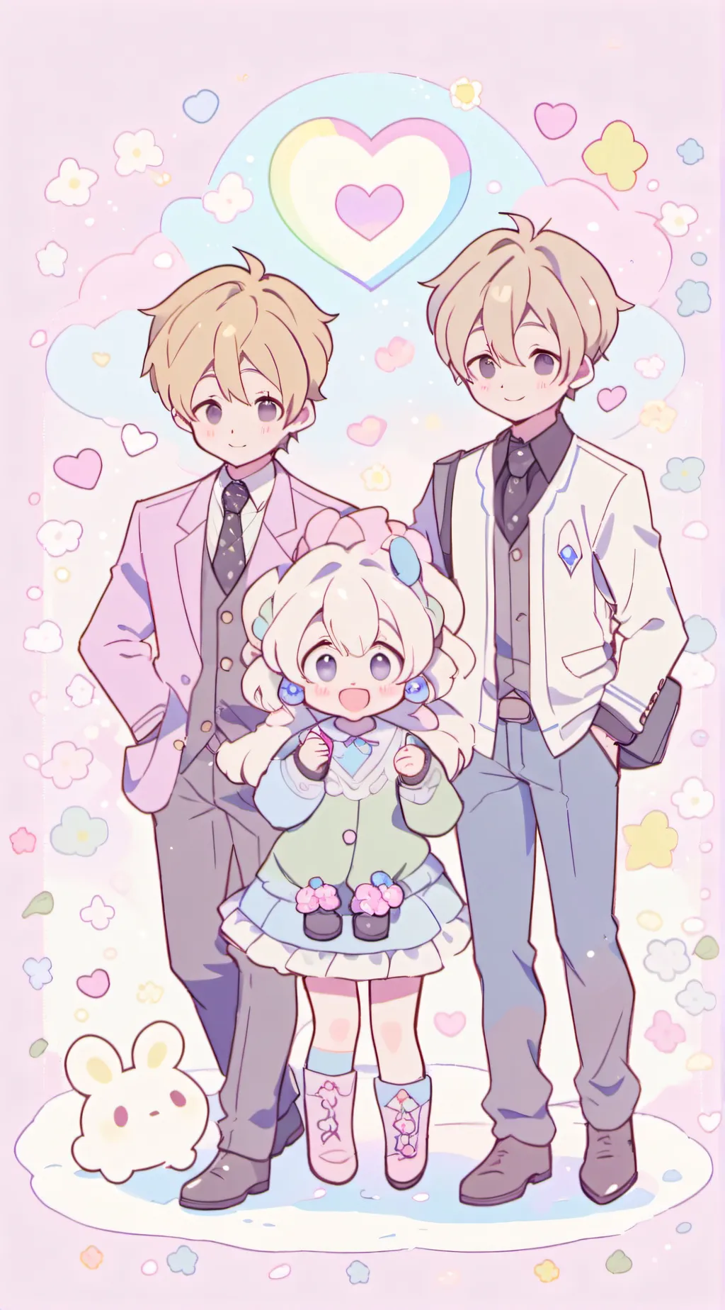 ai character: Chibi gay family 3 background