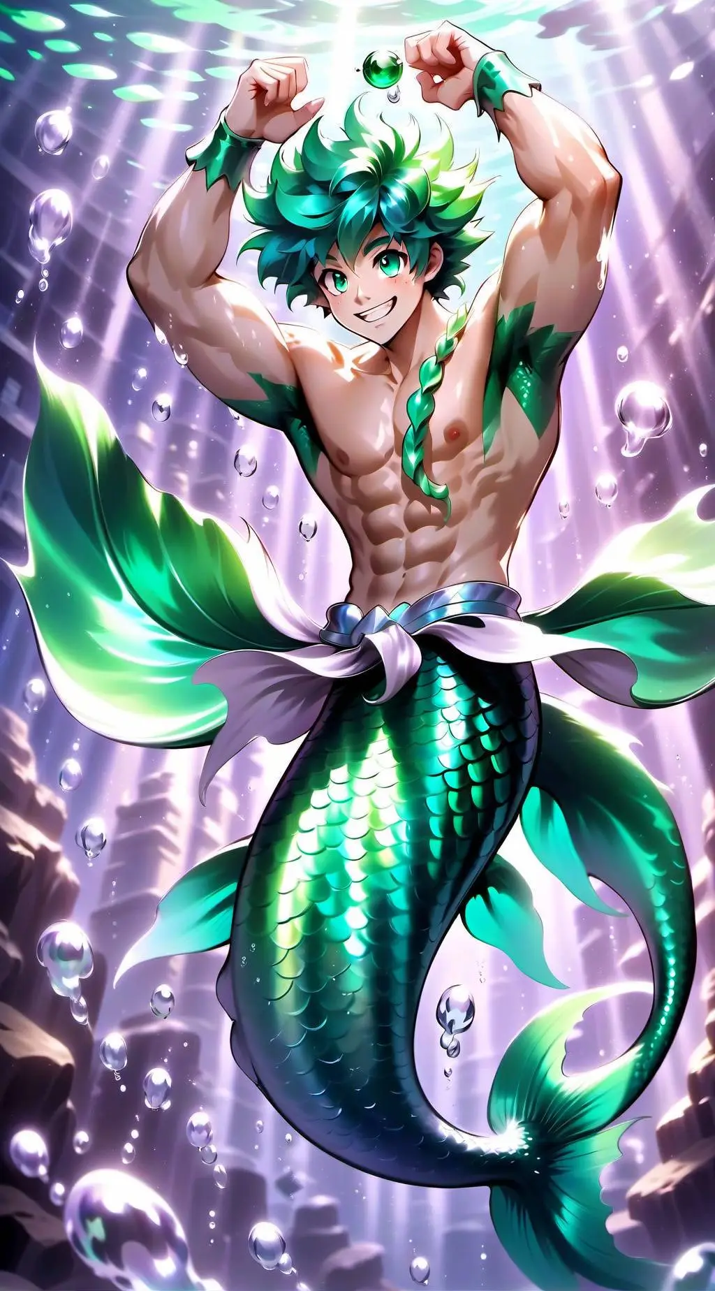 ai character: Merman Deku  background