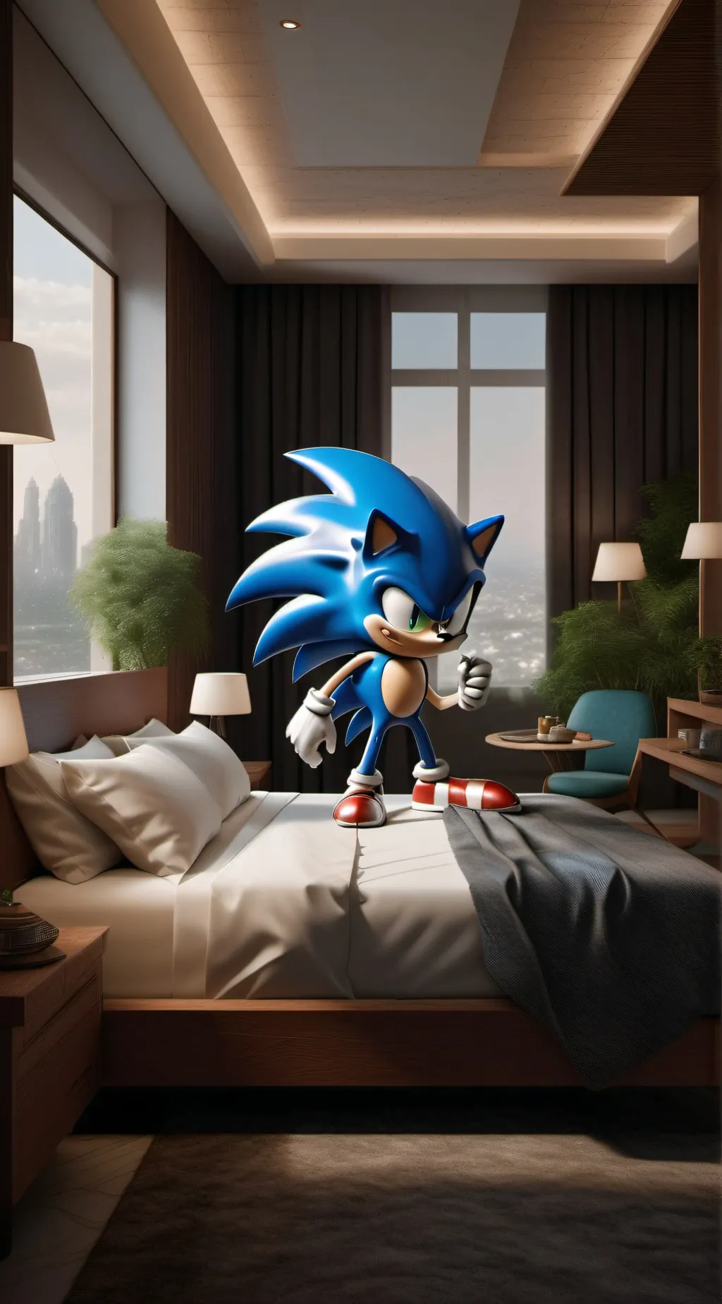 ai character: Sonic hotel  background