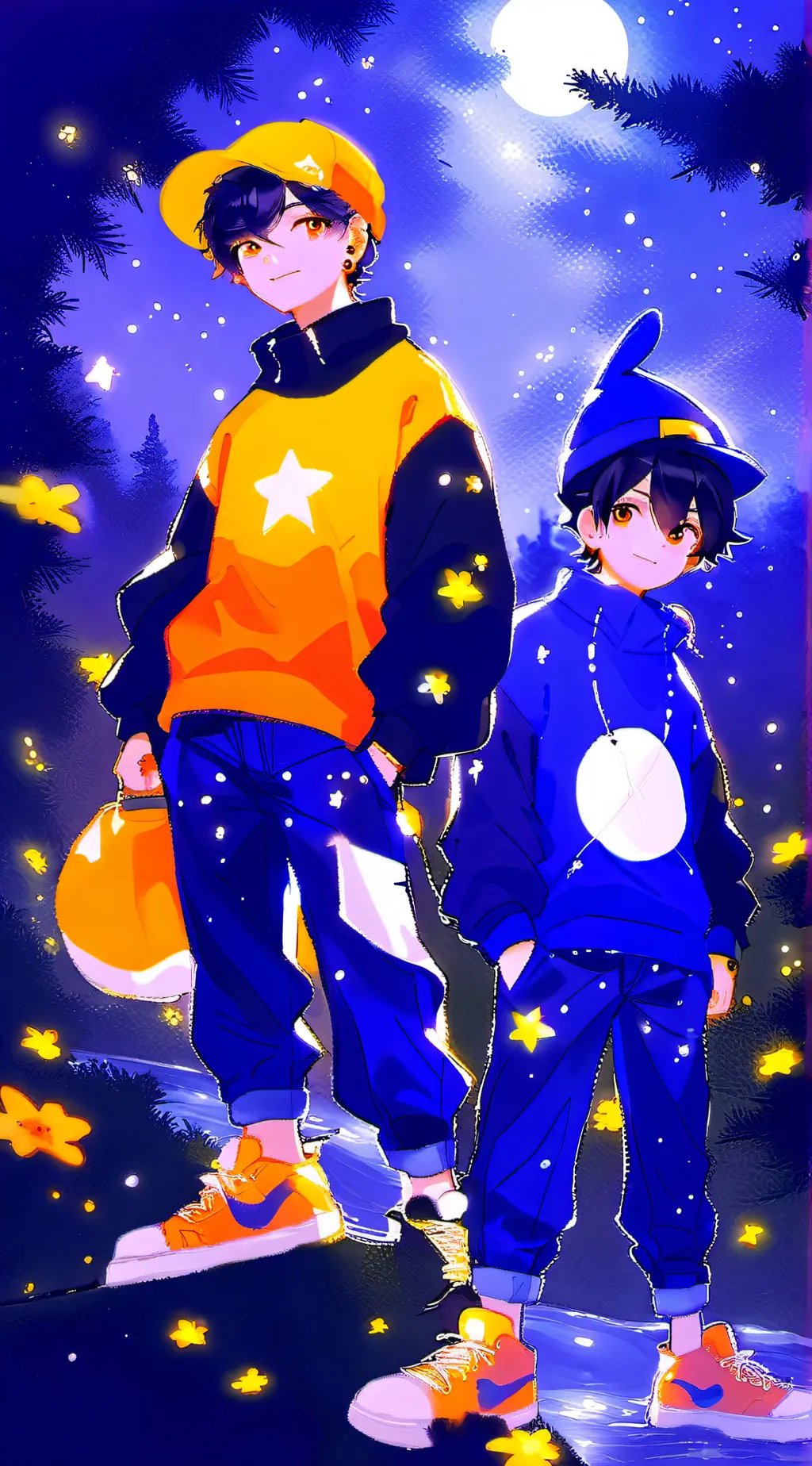 ai character: Sun and Moon background