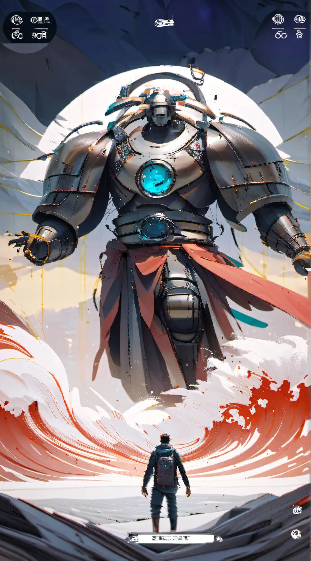 ai character: girl machine background