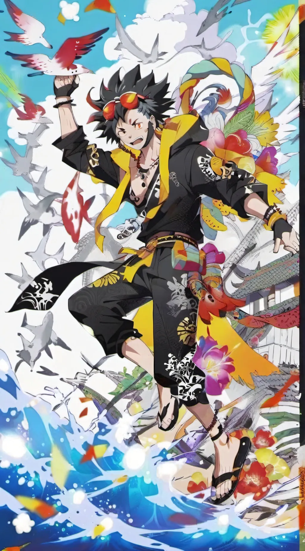 ai character: mha beach party! background