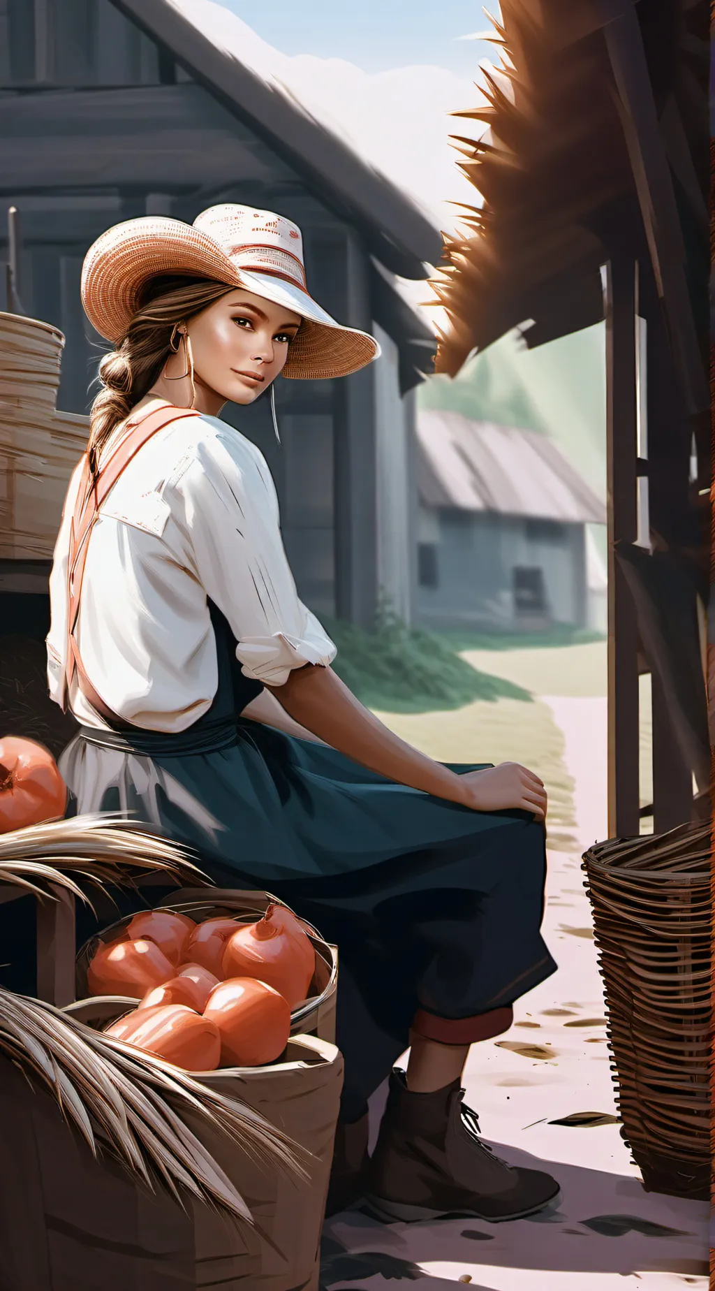 ai character: Ukrainian farmer  background