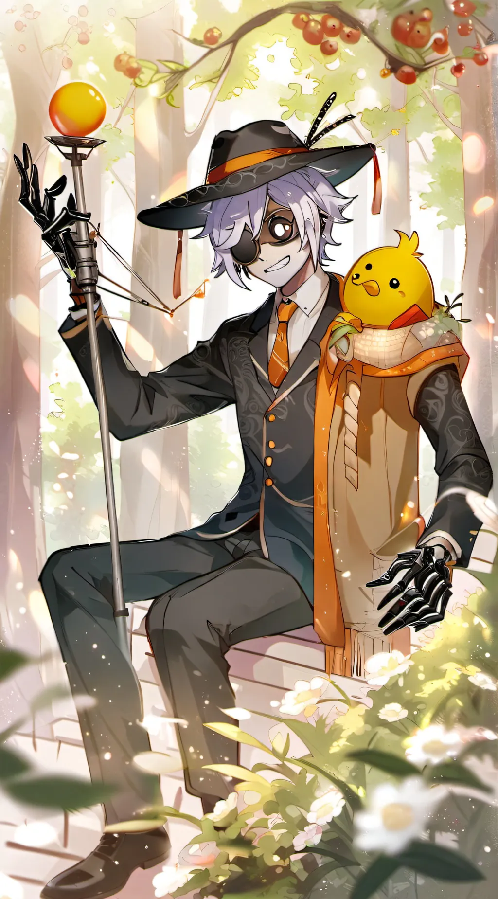 ai character: Sun and moon background